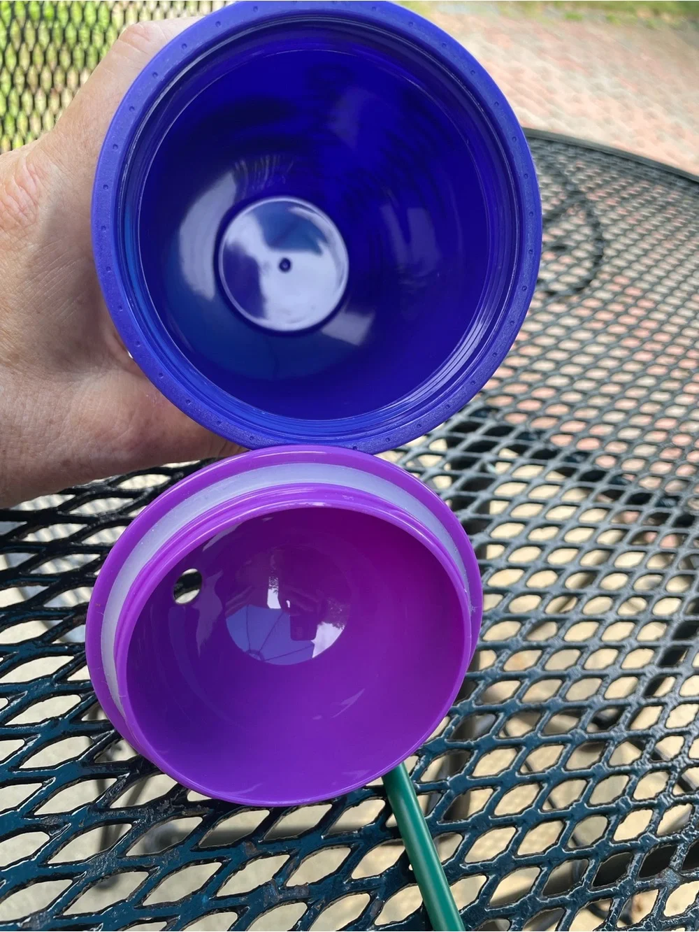 2014 Starbucks Frappuccino 16 oz Cold Cup Tumbler Purple with Holographics
